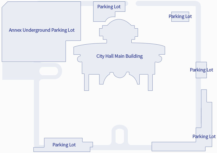 Main Building Parking Lot - There is an underground parking lot in annex above the secondary entrance, parking lots are connected along the road to both sides of the main entrance, and parking lots are located on both sides of the back entrance.