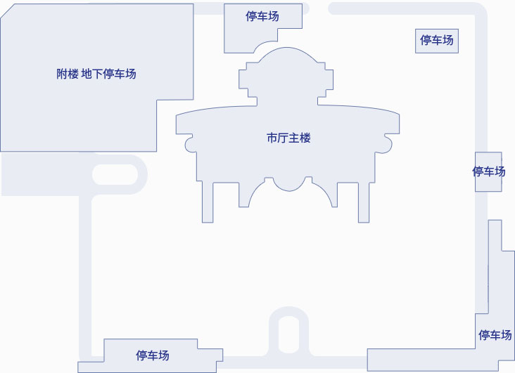 总厅停车场 - 附楼 地下停车场, 停车场,	市厅主楼